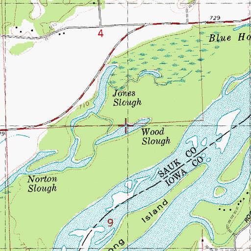 Topographic Map of Wood Slough, WI
