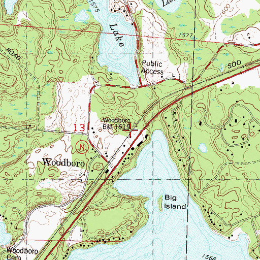 Topographic Map of Woodboro, WI