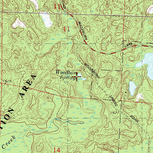 Topographic Map of Woodboro Springs, WI