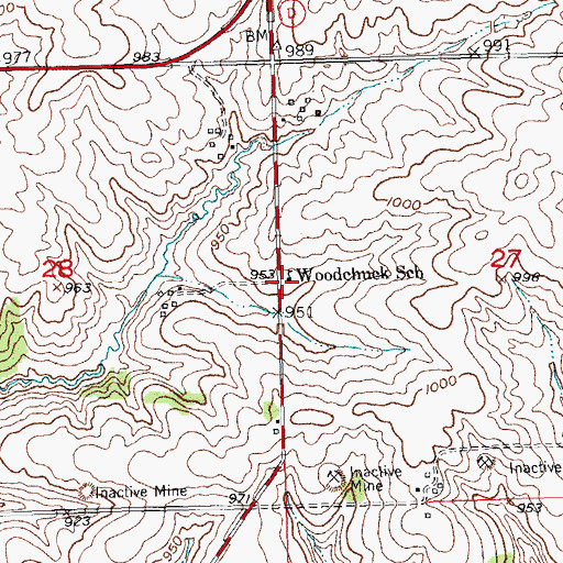 Topographic Map of Woodchuck School, WI