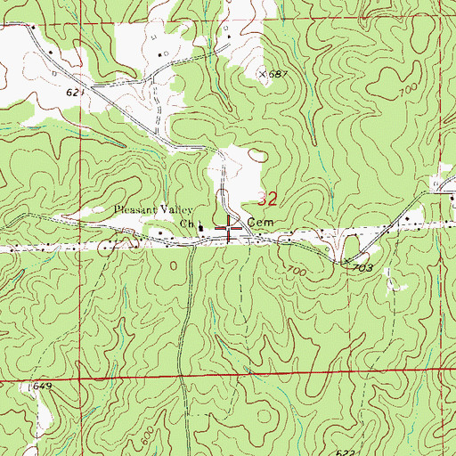 Topographic Map of Pleasant Valley School (historical), AL