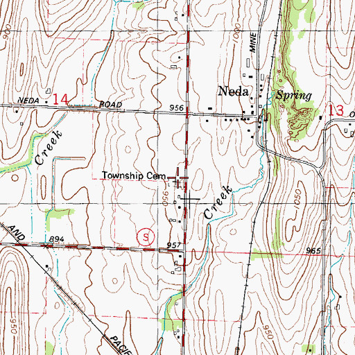 Topographic Map of Township Cemetery, WI
