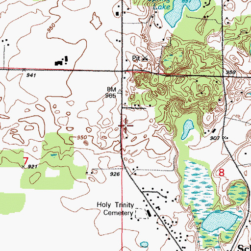 Topographic Map of Woodland School, WI
