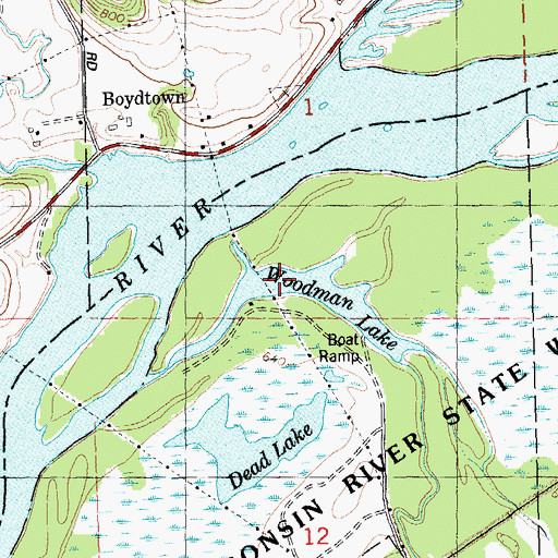 Topographic Map of Woodman Lake, WI