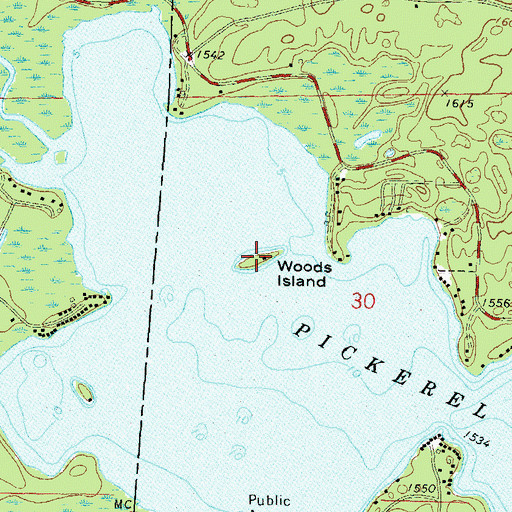 Topographic Map of Woods Island, WI