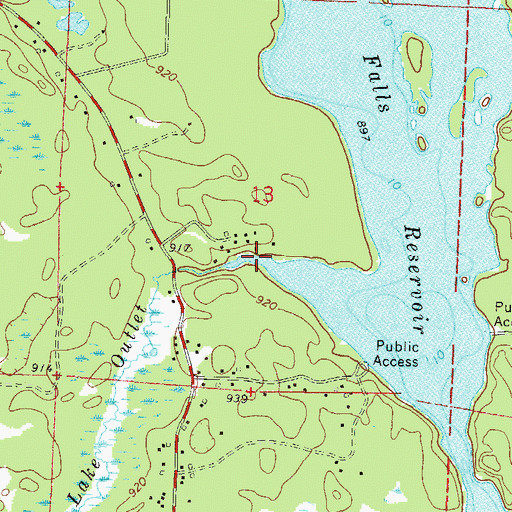 Topographic Map of Woods Lake Outlet, WI