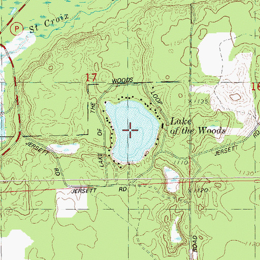 Topographic Map of Lake of the Woods, WI