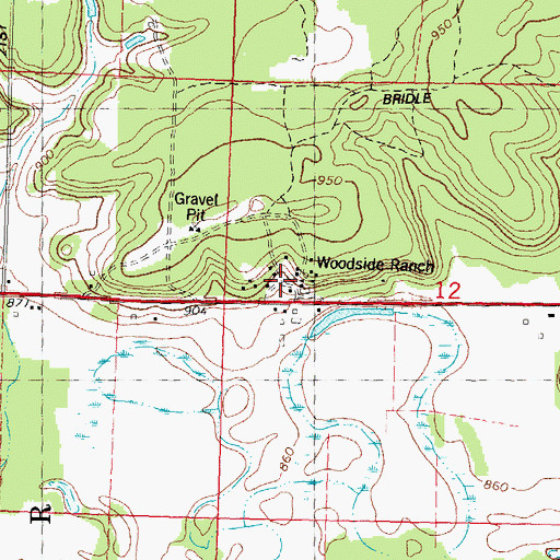 Topographic Map of Woodside Ranch, WI