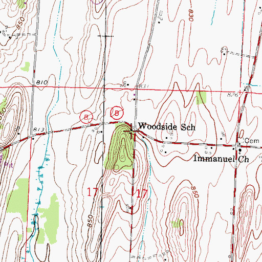 Topographic Map of Woodside School, WI