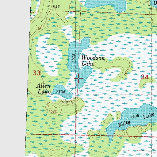 Topographic Map of Woodson Lake, WI