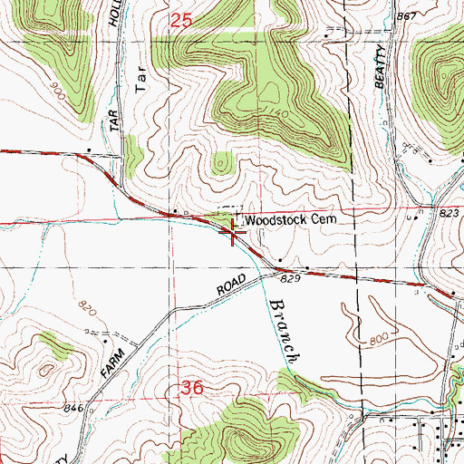 Topographic Map of Woodstock Cemetery, WI
