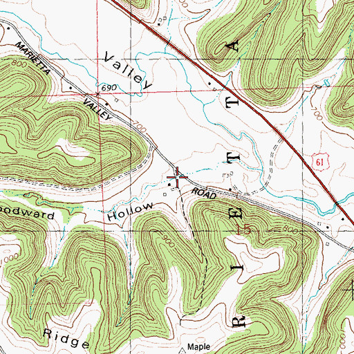 Topographic Map of Woodward Hollow, WI