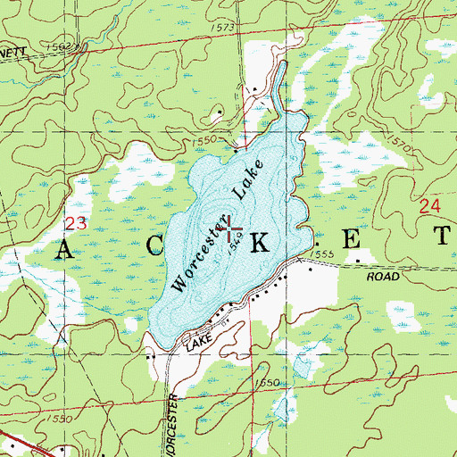 Topographic Map of Worcester Lake, WI