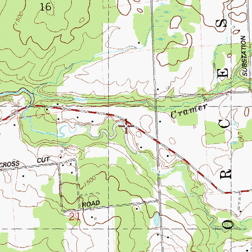 Topographic Map of Worcester School, WI