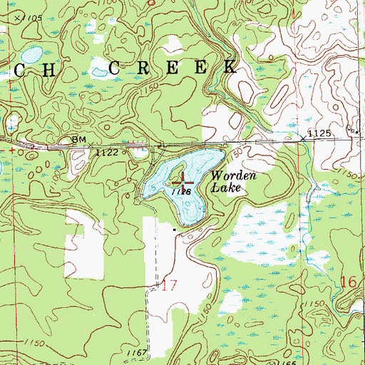 Topographic Map of Worden Lake, WI