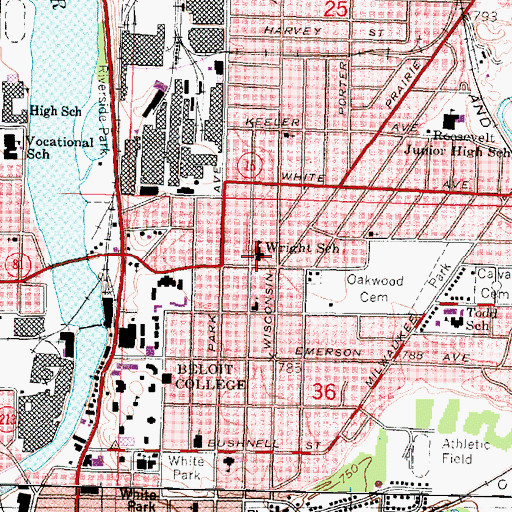 Topographic Map of Beloit Learning Academy, WI