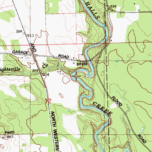 Topographic Map of Wrightsville Creek, WI