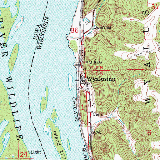 Topographic Map of Wyalusing, WI