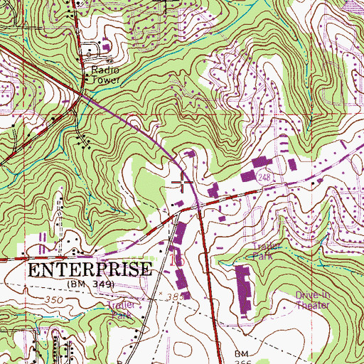 Topographic Map of Boll Weevil Plaza Shopping Center, AL