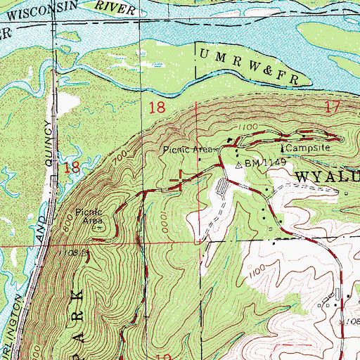 Topographic Map of Wyalusing State Park, WI