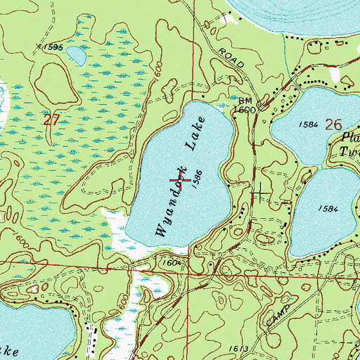 Topographic Map of Wyandock Lake, WI