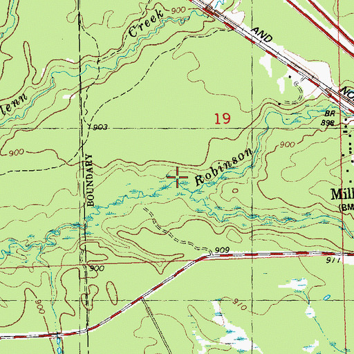 Topographic Map of Wyman Creek, WI