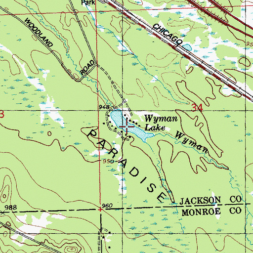 Topographic Map of Wyman Lake, WI