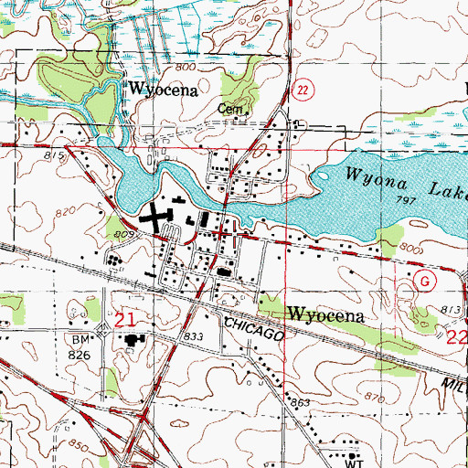 Topographic Map of Wyocena, WI