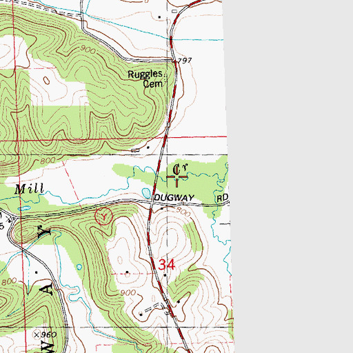 Topographic Map of Yagers Hollow, WI
