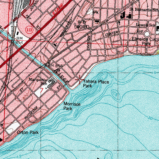 Topographic Map of Yahara Place Park, WI