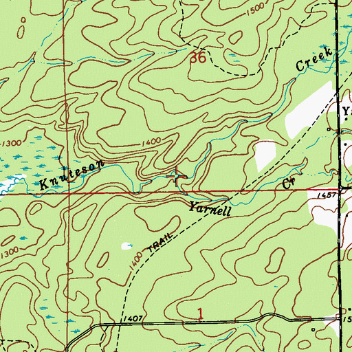 Topographic Map of Yarnell Creek, WI