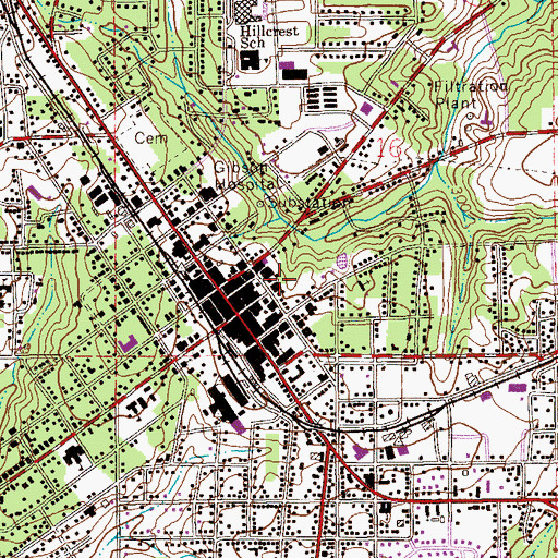 Topographic Map of Coffee County Courthouse, AL