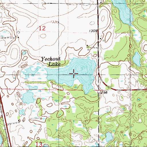 Topographic Map of Yechout Lake, WI