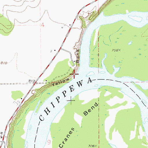 Topographic Map of Yellow Bank, WI
