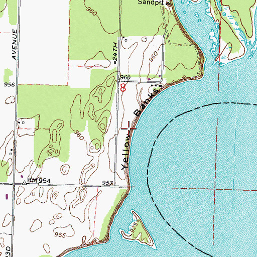 Topographic Map of Yellow Banks, WI