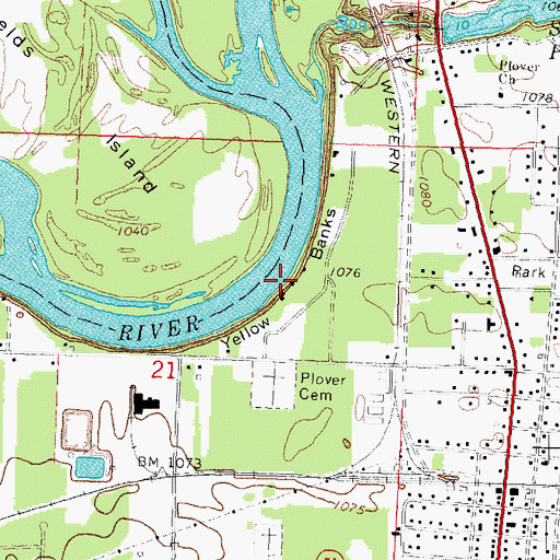 Topographic Map of Yellow Banks, WI