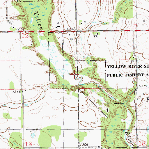 Topographic Map of Yellow River State Public Fishery Area, WI