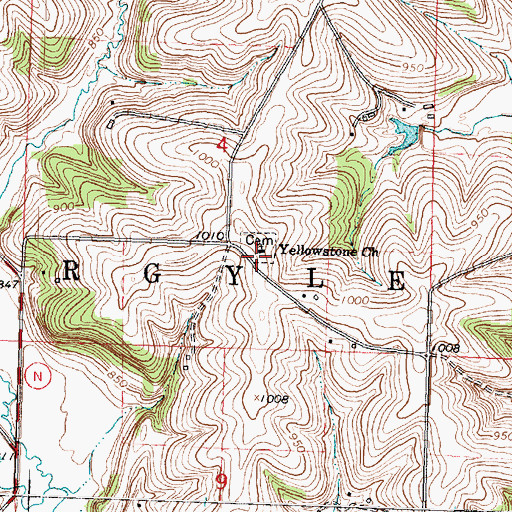 Topographic Map of Yellowstone Church, WI