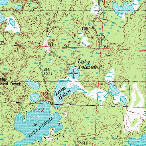 Topographic Map of Lake Yolanda, WI