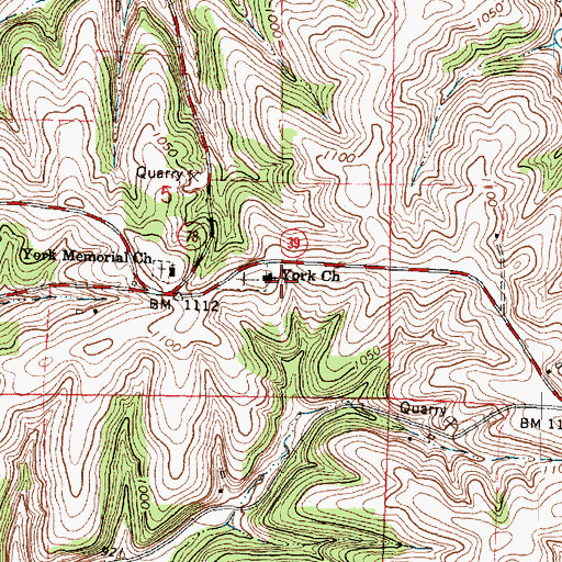 Topographic Map of York Church, WI