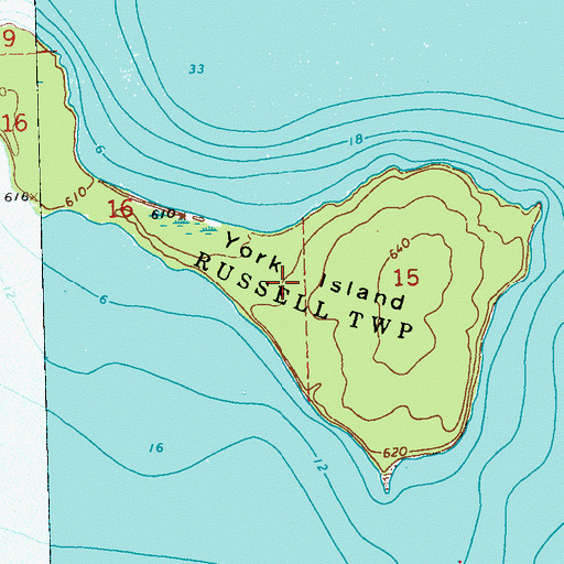Topographic Map of York Island, WI