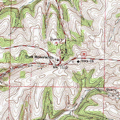 Topographic Map of York Memorial Church, WI