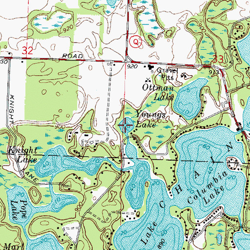 Topographic Map of Youngs Lake, WI