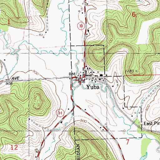 Topographic Map of Yuba, WI