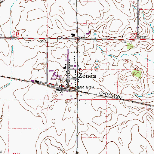 Topographic Map of Zenda, WI