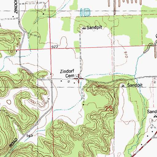 Topographic Map of Zindorf Cemetery, WI
