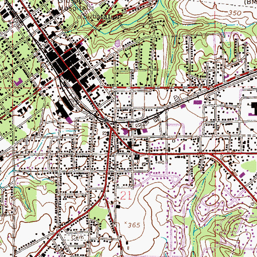 Topographic Map of Enterprise City Hall, AL