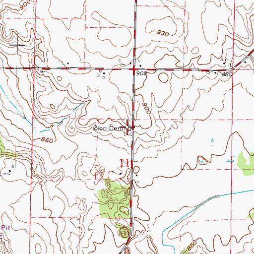 Topographic Map of Zion Cemetery, WI