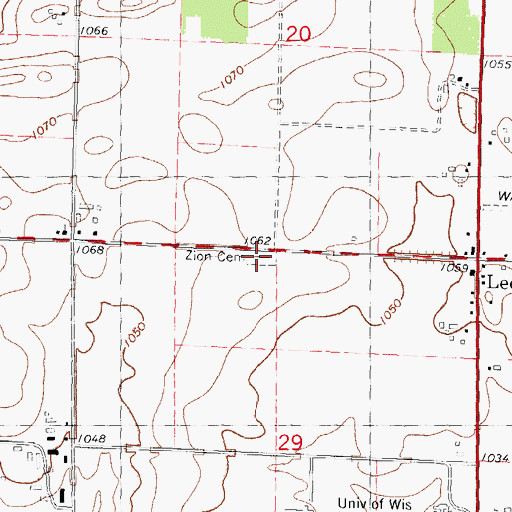 Topographic Map of Zion Cemetery, WI