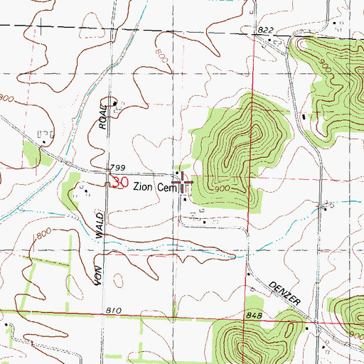 Topographic Map of Zion Cemetery, WI
